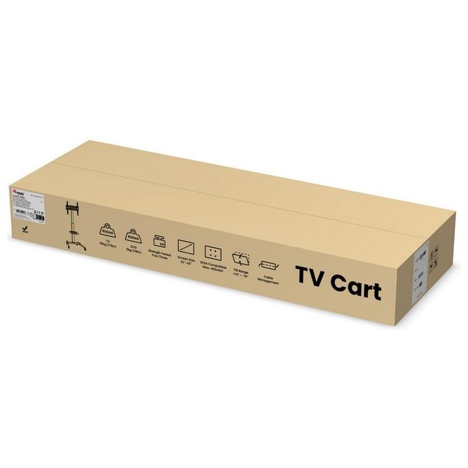Equip 650607 Carrello TV Universale 32''-55'' Regolazione Altezza 154 cm Inclinazione ±10° con Ruote Bloccabili Gestione Cavi colore Nero