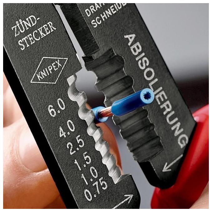 Knipex 9721215B Pinza per Capicorda Brunita 230 mm 0,5-2,5 mm² F-Crimp impugnature multicomponente colore Nero Blu Rosso