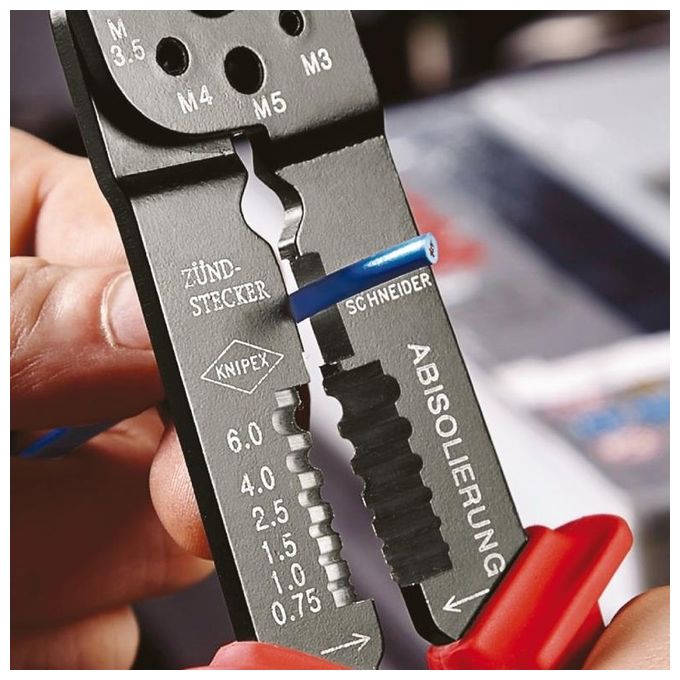 Knipex 9721215B Pinza per Capicorda Brunita 230 mm 0,5-2,5 mm² F-Crimp impugnature multicomponente colore Nero Blu Rosso
