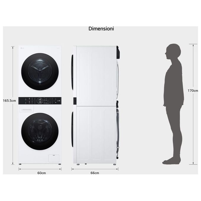 LG WashTower WT1210WWF Colonna Bucato 12-10kg AI DD Classe A-10% A Pannello unificato Bianco