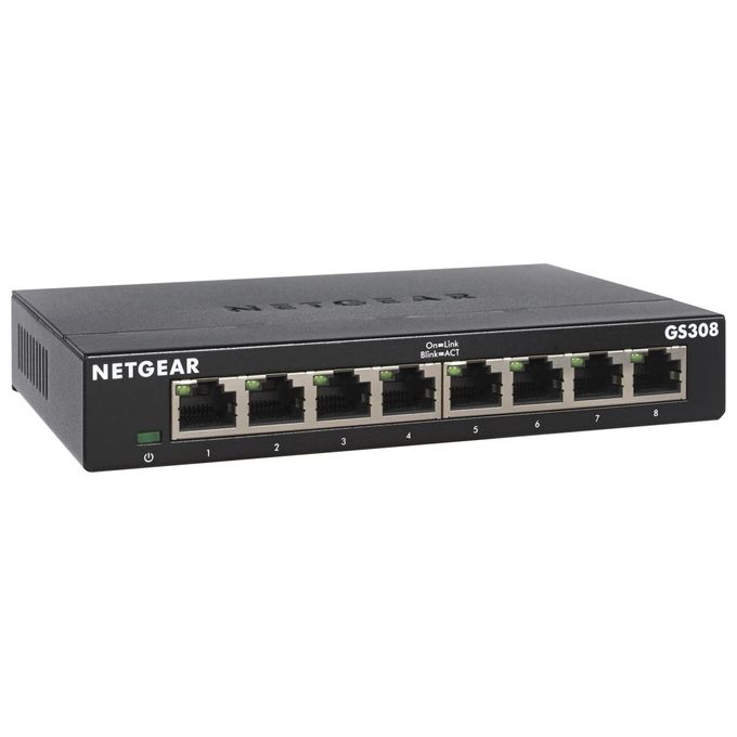 Netgear GS308-300PES Switch di Rete Non Gestito L2 Gigabit Ethernet 10-100-1000 Nero