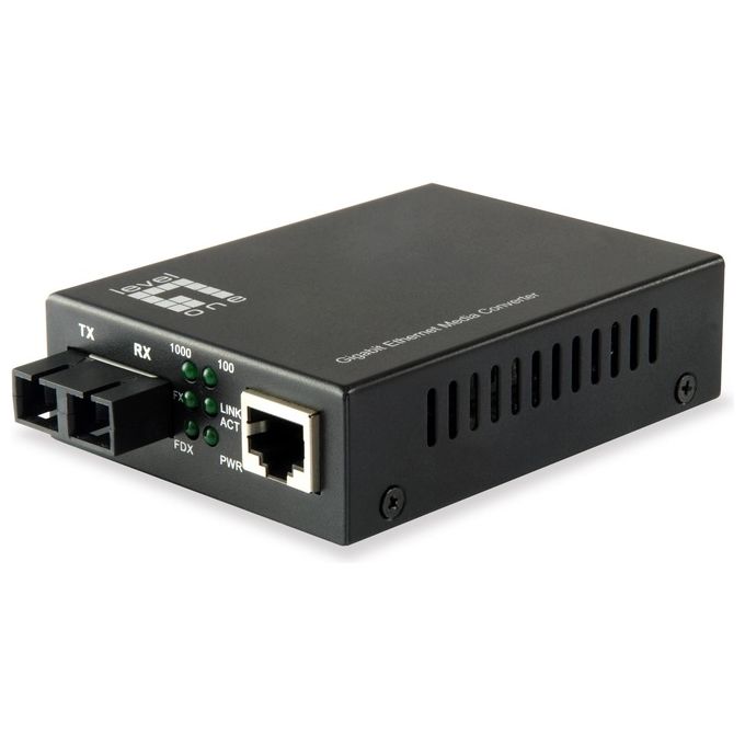 LevelOne GVT-2002 Convertitore Multimediale di Rete Gigabit 1000 Mbit-s Fibra Modalita' Singola 1310 nm 20 km SC RJ45 Nero