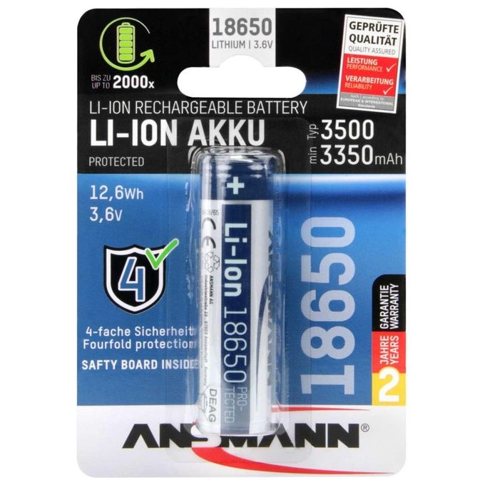 Ansmann Li-Ion Battery 18650 3500mAh 3.6V 12.6Wh
