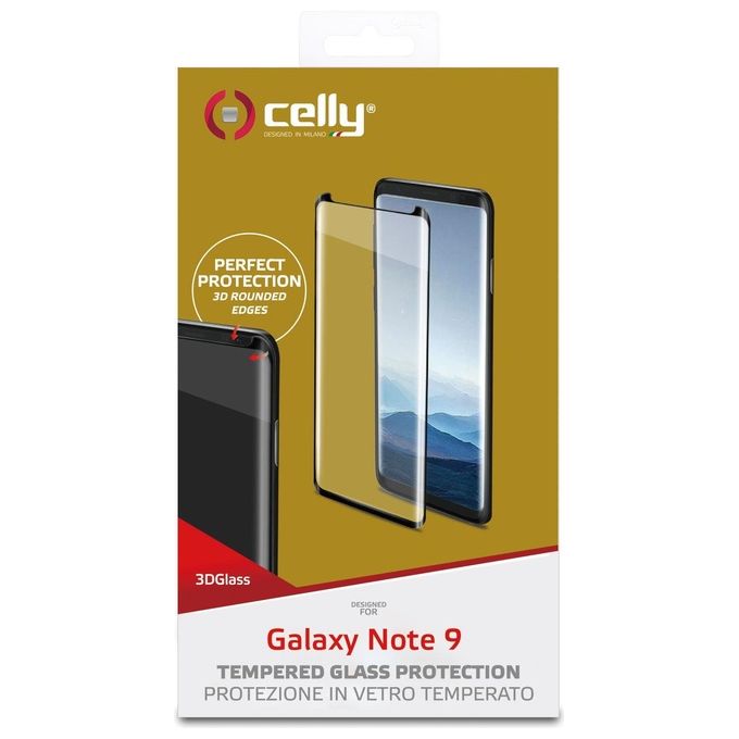 Celly Proteggi Schermo 3D Glass per Samsung Galaxy Note 9 Nero