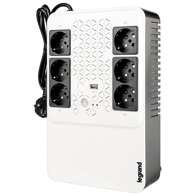 Legrand 310081 Keor Multiplug UPS Gruppo di Continuita' Line Interactive 600VA 360W 6 Prese Schuko AVR colore Bianco Nero