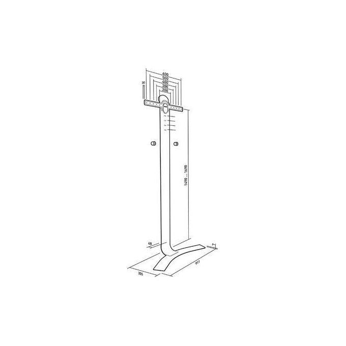 Erard 044661 STANDiT PRO Supporto da Pavimento per TV fino a 90'' Regolabile in Altezza 65 Kg VESA fino a 600x600 mm colore Nero Bianco