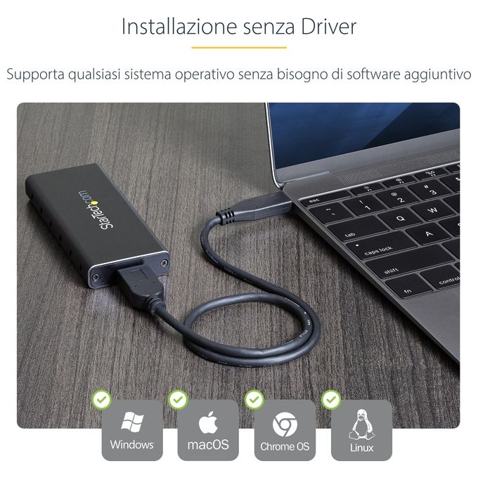 Startech box esterno sata m.2 ngff - usb 3.1 (10gbps) con cavo usb-c