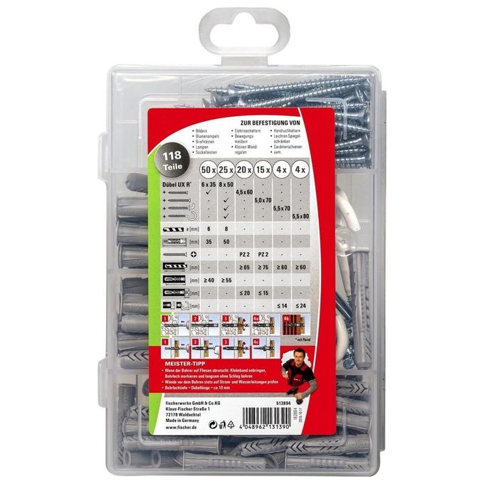 Fischer MeisterBox Confezione con Assortimento Viti e Ganci UX
