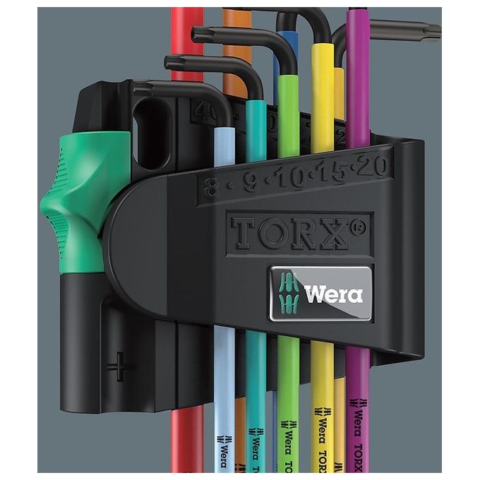 Wera 967-9 TX BO Assortimento di Chiavi a L per Viti TORX BO Multicolour BlackLaser 9 Pezzi