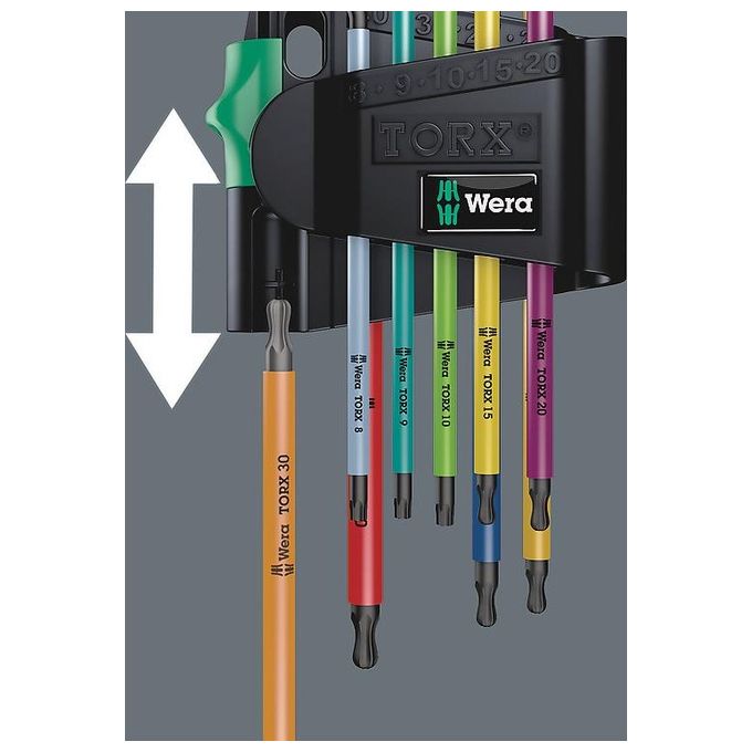 Wera 967-9 TX BO Assortimento di Chiavi a L per Viti TORX BO Multicolour BlackLaser 9 Pezzi