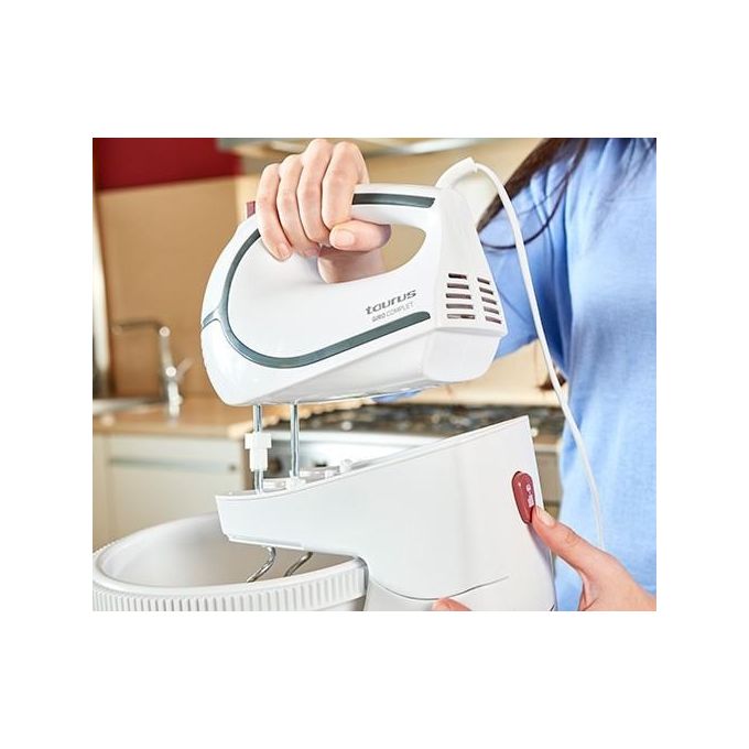 Taurus 913525000 Giro Complet Sbattitore con Base 500 W 5 Velocita' Ciotola Rotante 2,5 L colore Bianco