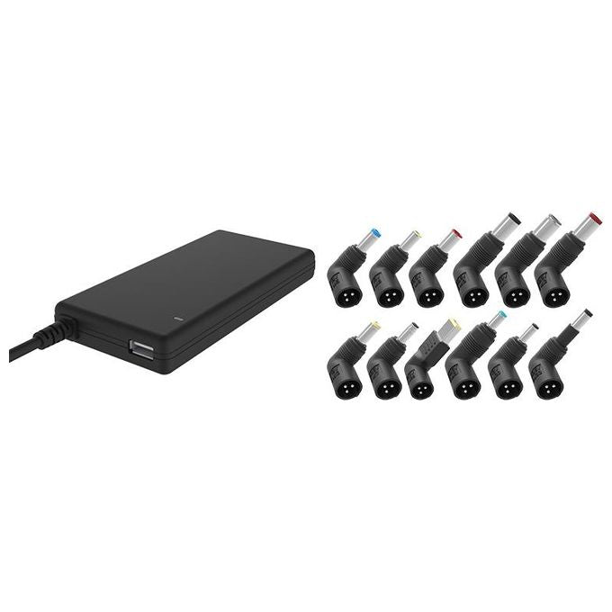 Itek Alimentatore Universale Slim per Notebook 90W con 12 Connettori Porta Usb 5V1A 100-240VAC 9.5-24VDC