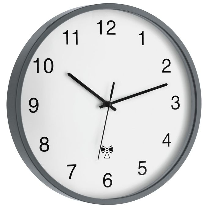 TFA Dostmann Orologio da Parete Radiocontrollato Rotondo Grigio-Bianco