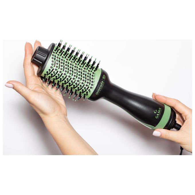 Ga.ma GH4002 Avocado 3D Therapy Spazzola ad aria calda 1100 W 3 temperature Ion Technology cavo girevole colore Nero Verde