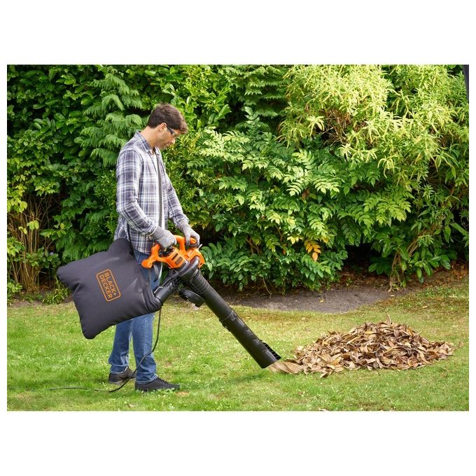 Black+Decker Aspiratore e Soffiatore Elettrico 3 in 1 2600W Beblv260-Qs per Macchine da Giardino e Soffiatori