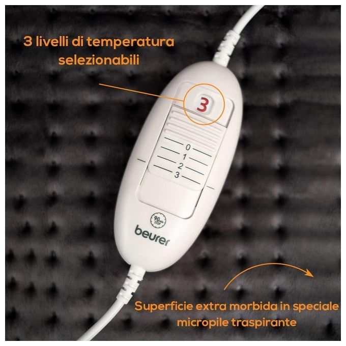 Beurer HK-53 COSY Termoforo Schiena e Cervicale 100W 3 livelli temperatura spegnimento automatico 90 min colore Grigio