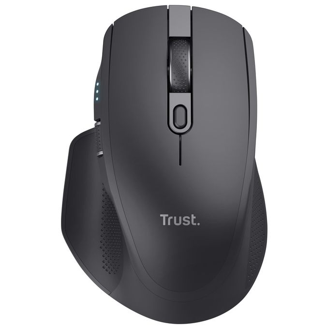 Trust 24820 Ozaa+ Mouse Wireless Multi-Dispositivo 6 Pulsanti Silenzioso 2 Rotelle Scorrimento Bluetooth 2.4GHz USB Type-C 60% Plastica Riciclata colore Nero