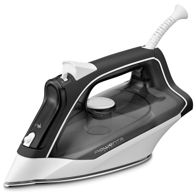 Rowenta DX1530 Effective Ferro da Stiro a Vapore 250 ml 2200 W 30 g-min Colpo di Vapore 100g Bianco-Nero
