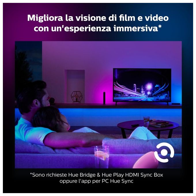 Philips Hue Play Lampada Led Connessa Unita' Base con Alimentatore 2 Pezzi Nero