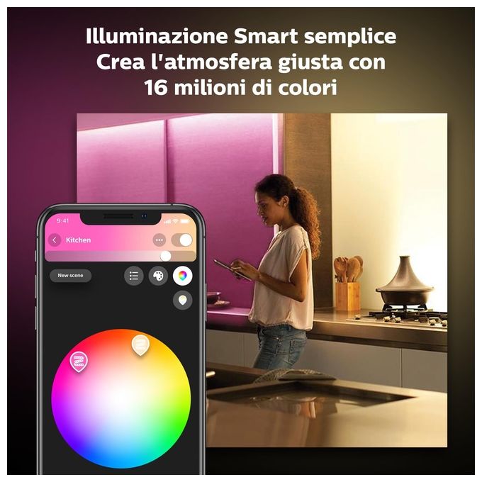 Philips Hue Play Lampada Led Connessa Unita' Base con Alimentatore 2 Pezzi Nero