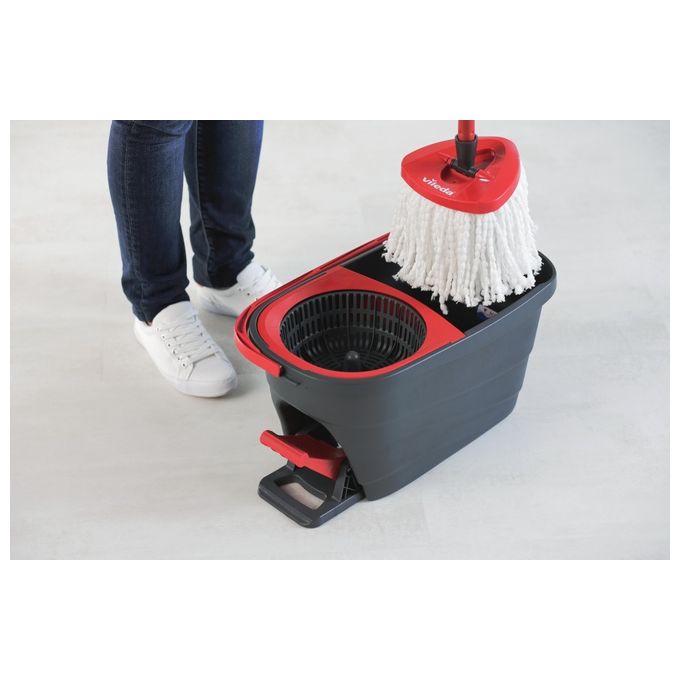 Vileda Sistema Lavapavimenti Turbo Smart con Strizzatura a Pedale Nero-Rosso