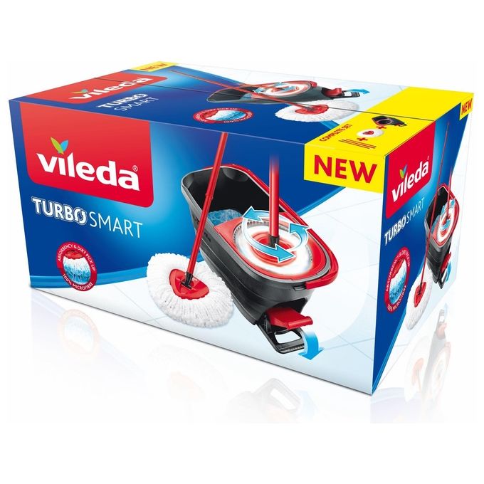 Vileda Sistema Lavapavimenti Turbo Smart con Strizzatura a Pedale Nero-Rosso