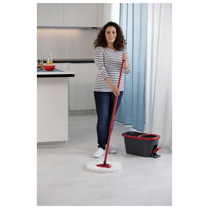 Vileda Sistema Lavapavimenti Turbo Smart con Strizzatura a Pedale Nero-Rosso