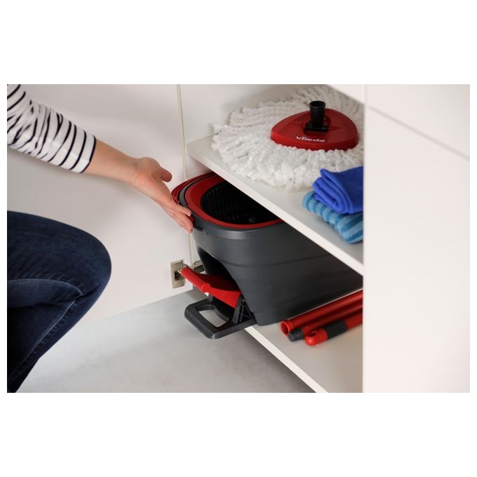Vileda Sistema Lavapavimenti Turbo Smart con Strizzatura a Pedale Nero-Rosso