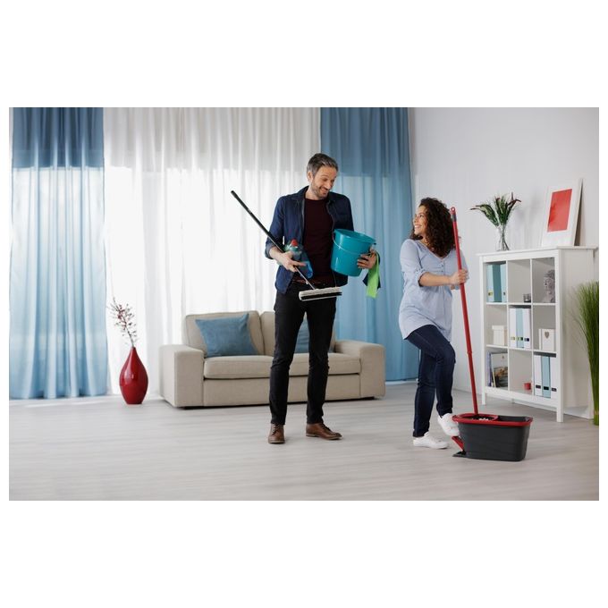 Vileda Sistema Lavapavimenti Turbo Smart con Strizzatura a Pedale Nero-Rosso