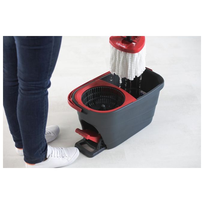 Vileda Sistema Lavapavimenti Turbo Smart con Strizzatura a Pedale Nero-Rosso