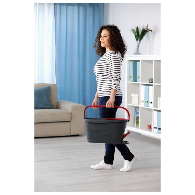 Vileda Sistema Lavapavimenti Turbo Smart con Strizzatura a Pedale Nero-Rosso
