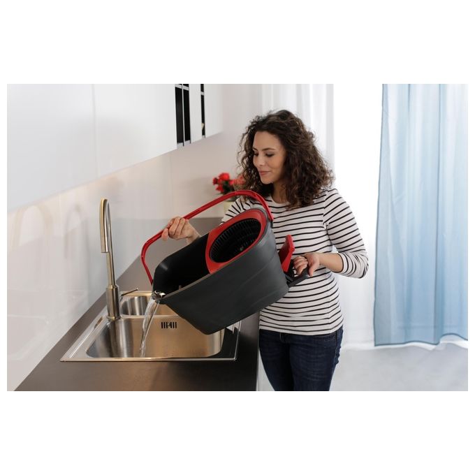 Vileda Sistema Lavapavimenti Turbo Smart con Strizzatura a Pedale Nero-Rosso