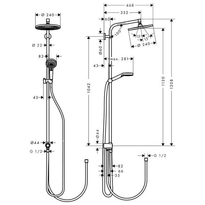 Hansgrohe Colonna Doccia Reno Crometta S 240