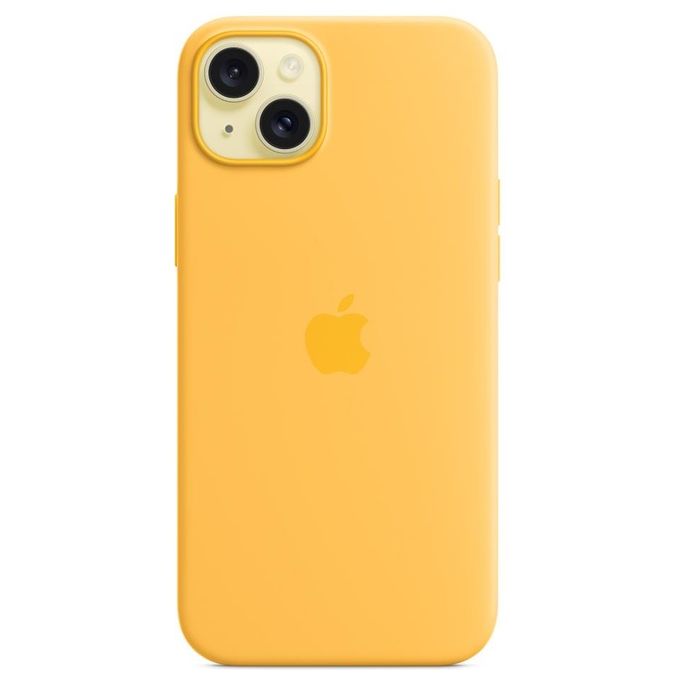Apple MWNF3ZM-A Custodia MagSafe in Silicone Compatibile con iPhone 15 Plus Ricarica Wireless colore Giallo caldo