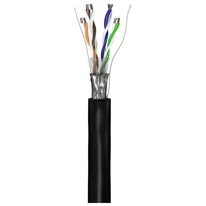 Wentronic 57294 Cavo Solido Schermato f-Utp per Reti da Esterno Categoria 5E Cca Matassa 100mt