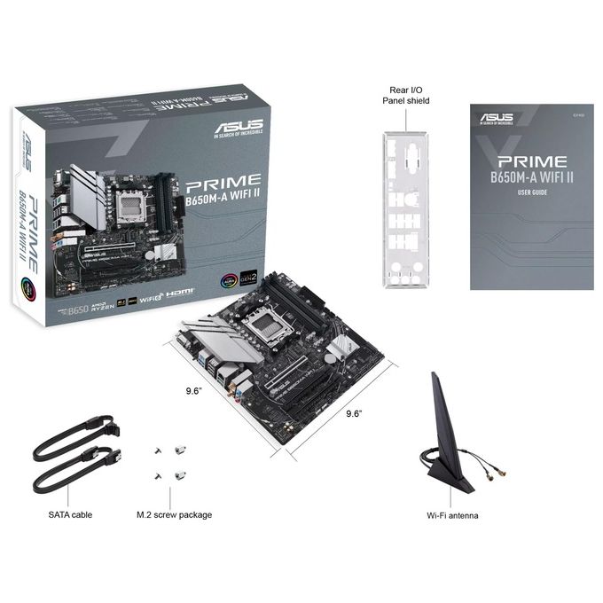 ASUS 90MB1EG0-M0EAY0 PRIME B650M-A WIFI II Scheda Madre AM5 DDR5 Wi-Fi 6 Bluetooth 5.2 Ethernet 2.5 Gigabit colore Nero