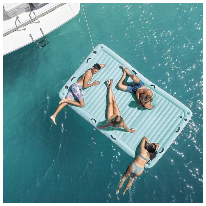 Intex 56289EU Water Lounge Materassino Gonfiabile 310x183x18 cm 8 Maniglie 4 Portabicchieri 400 Kg colore Blu
