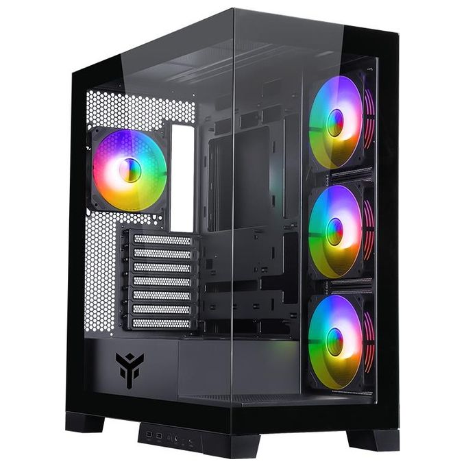 Itek ITGCASB45B SHOWBUI PC Case Tower Gaming ATX 4 Ventole ARGB 12cm 2xUSB3 Type-C Pannello Vetro Temperato colore Nero