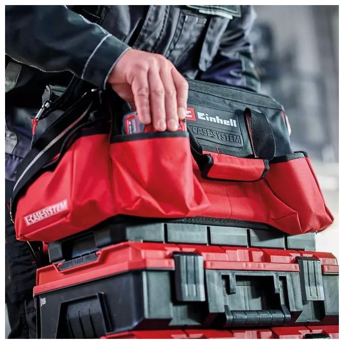 Einhell 4540036 E-Case Borsa Porta Attrezzi Sistema Modulare Portata 30 Kg 6 Tasche colore Nero Rosso