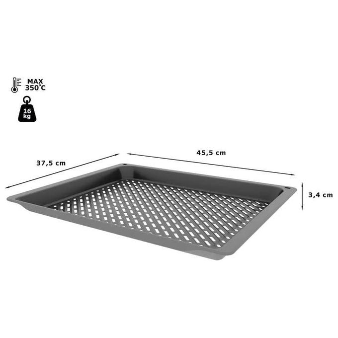 Bosch HEZ629070 Teglia Forno Piastra Rettangolare in Acciaio Air Fry e Grill Tray 45 x 37 cm colore Nero