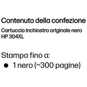 Hp, Cartuccia Inchiostro Originale 304XL, Nero
