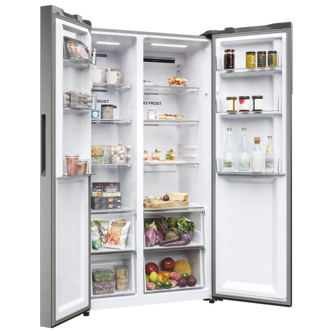 Haier HSR5918DNMP Serie 5 Frigorifero Side by Side 528 L 177,5 cm Classe D 38 dB Total No Frost Multi Airflow colore Platinum Inox