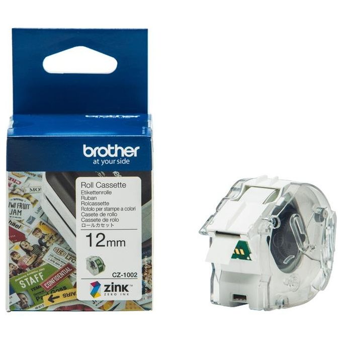 Brother CZ-1002 Nastro a Lunghezza Continua Originale Larghezza di 12mm per Stampante di Etichette a Colori VC-500W