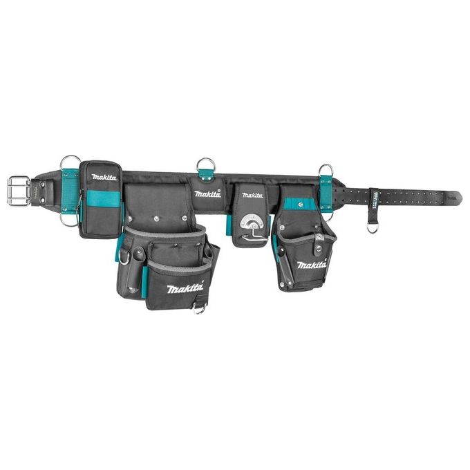 Makita E-15235 Cintura Portaattrezzi 5 Pezzi in Poliestere e Pelle con Tasche Multiple e Imbottitura in Rete Colore Nero Blu