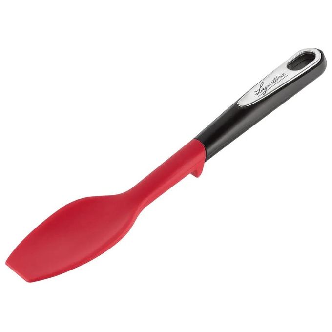 Lagostina 012196000010 Ingenio Smart Cucchiaione in Silicone Anello Antiscivolo Antiaderente Lavastoviglie colore Nero Rosso