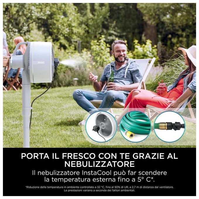 Shark FA220EU FlexBreeze Ventilatore 12 in 1 con e senza filo 5 velocita' 1600 m³-h autonomia 24 h colore Bianco