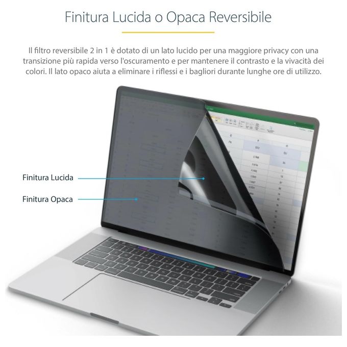 StarTech.com 14M21-PRIVACY-SCREEN Filtro Privacy per MacBook Pro 14'' M1 M2 M3 M4 con Riduzione Luce Blu del 51% e Superficie Reversibile Opaca-Lucida colore Nero