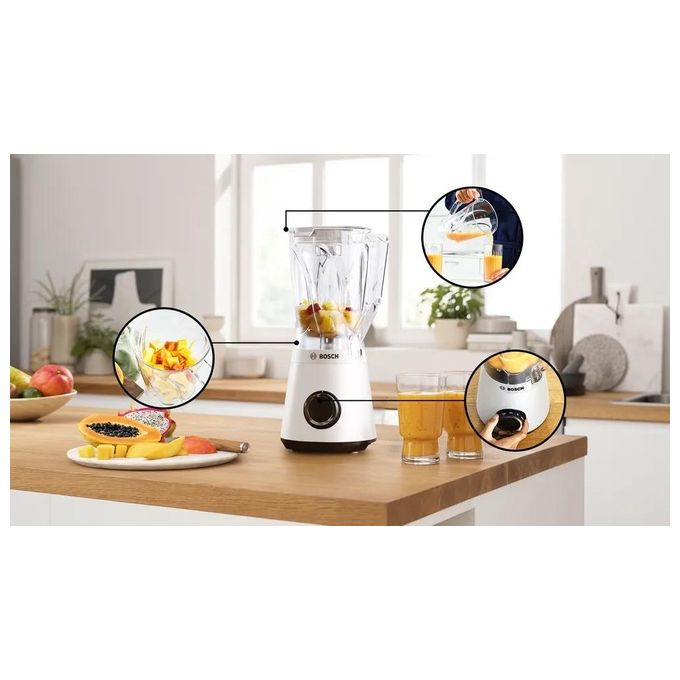 Bosch MMB6141W Serie 4 Frullatore da tavolo VitaPower 1200 W 1,5 L Tritan 2 velocita' tritaghiaccio BPA Free colore Bianco