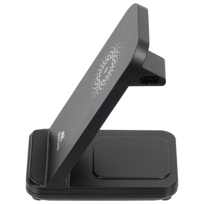 RivaCase VA4916 Caricatore Stand Wireless 3 in 1 Compatibile con iPhone Samsung e Apple Watch 15 W colore Nero