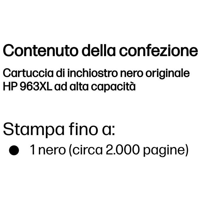 HP 3JA30AE 963XL Cartuccia Inkjet Originale Alta Capacita' Inchiostro Pigmento 2000 Pagine 47,86 ml colore Nero